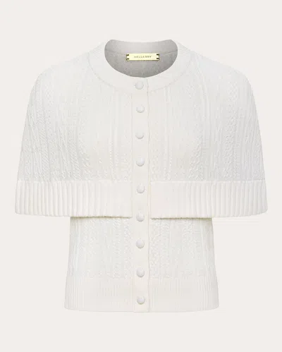 Hellessy Women's Caspian Cable Knit Cape Cardigan In White