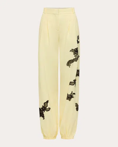 Hellessy Women's Clifton Lace Crepe Cinched Trousers In Yellow