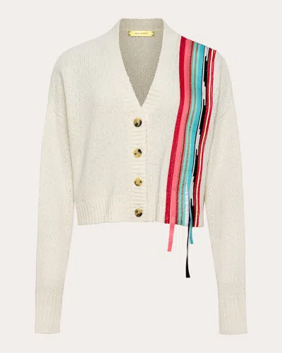 Hellessy Women's Kane Knit Grosgrain Ribbon Cardigan In White