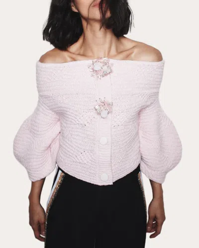Hellessy Women's Lenon Embellished Knit Off-shoulder Sweater In White