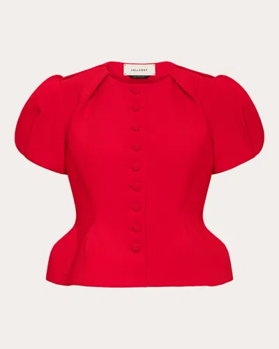 Hellessy Women's Nelly Crepe Short-sleeve Peplum Jacket Top In Red