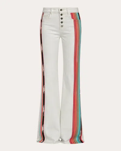 Hellessy Women's Omar Multicolor Grosgrain Straight-leg Jeans In White
