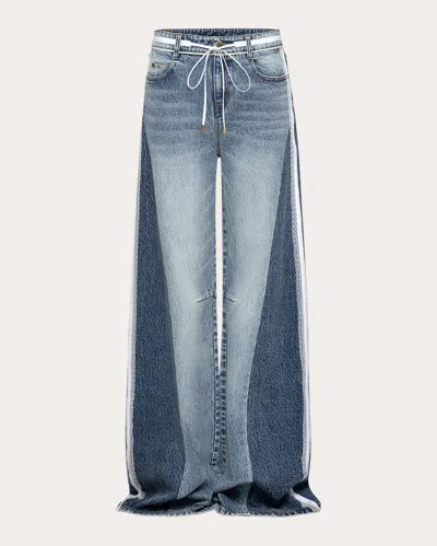Hellessy Women's Tay Lace-trim Wide-leg Jeans In Blue