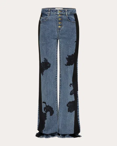 Hellessy Women's Zion Embroidered Lace Straight-leg Jeans In Blue