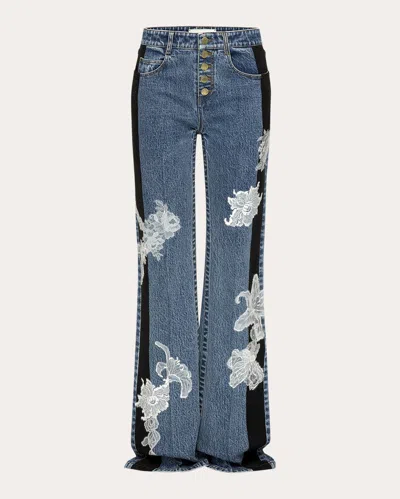 Hellessy Women's Zion Embroidered Lace Straight-leg Jeans In Blue