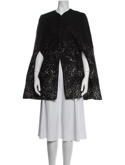 Pre-owned Hellessy Wool Animal Print Cape In Black