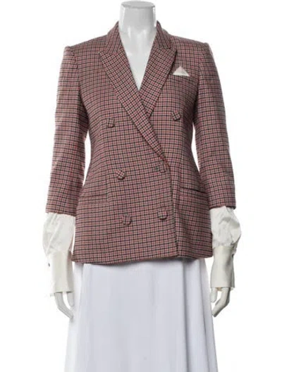 Pre-owned Hellessy Wool Houndstooth Print Blazer In Red