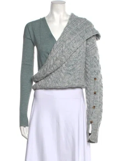 Pre-owned Hellessy Wool V-neck Sweater In Green