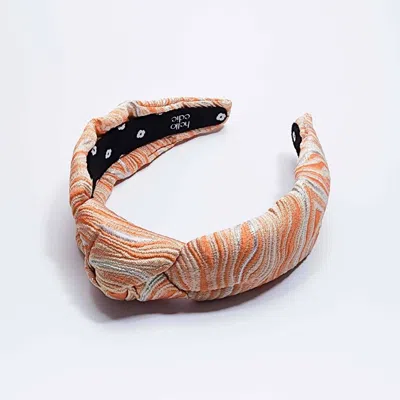 Hello Edie Agate Jacquard Knot Headband In Burnt Orange