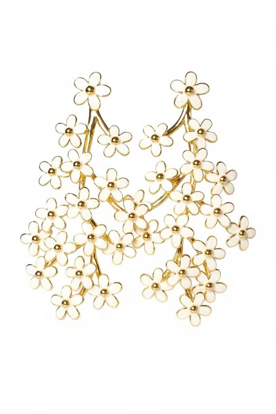 Hello Edie Women's Enamel Flower Earrings In Gold
