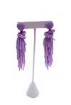 Hello Edie Women's Fiesta Beaded Tassel Earrings In Lavender In Purple