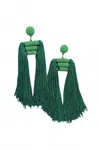 Hello Edie Women's Lauren Beaded Tassel Earrings In Green In Green
