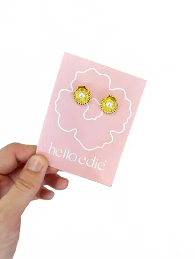 Hello Edie Women's Pearl And Shell Stud Earrings In Gold