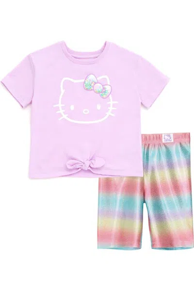 Hello Kitty Kids'  2-piece T-shirt And Bike Shorts Set In Pink