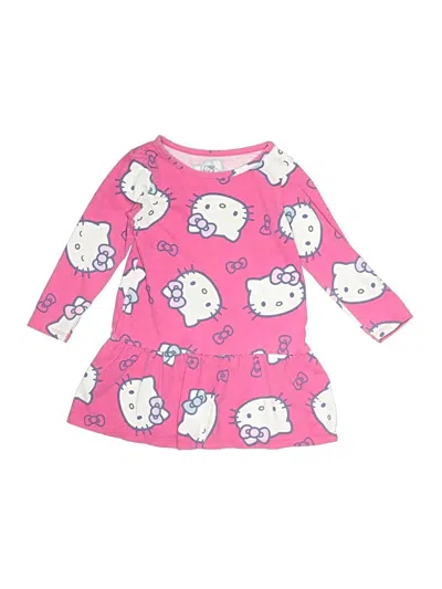 Pre-owned Hello Kitty Kids' 3/4 Sleeve Top Pink Crew Neck Tops