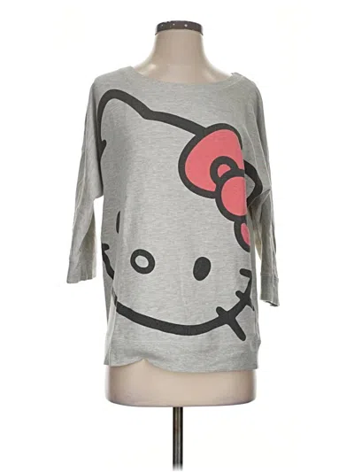 Pre-owned Hello Kitty 3/4 Sleeve T-shirt In Gray