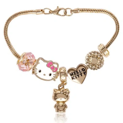 Hello Kitty Kids'  7'' Fashion Charm Bead Bracelet In Gold