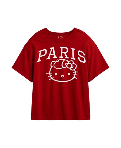 Hello Kitty Kids' Big Girls Short Sleeve Paris T-shirt In Burgundy