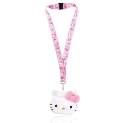 Hello Kitty Kids'  Coin Purse Id Holder Travel Lanyard In White/pink
