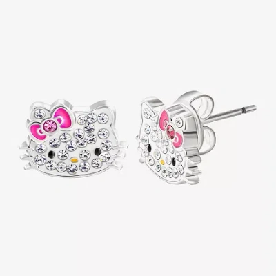 Hello Kitty Crystal 8.6mm Bow  Stud Earrings In Metallic
