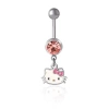 Hello Kitty Crystal Belly Button Ring In Multi