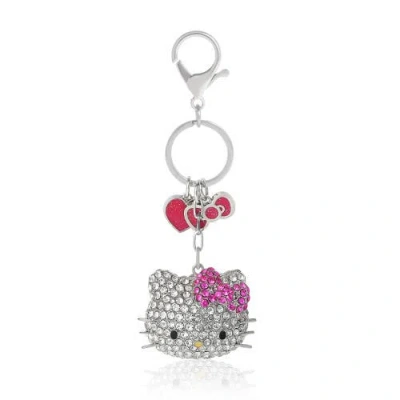Hello Kitty Crystal Cluster Pavé Bag Charm Keychain In Clear Crystal/pink