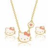 Hello Kitty Flash Stud Earrings And Plated Necklace, 18"+3" In Gold