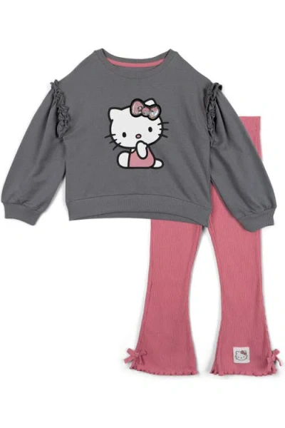 Hello Kitty Kids'  Fleece Sweatshirt And Flared Leggings Set In Multi