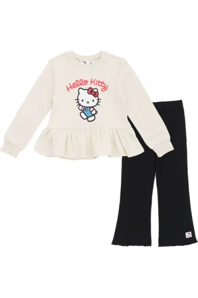 Hello Kitty Kids'  Fleece Sweatshirt And Flared Leggings Set In White