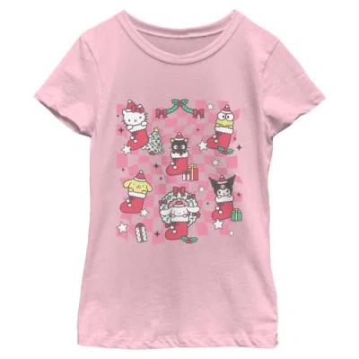 Hello Kitty Kids' Girl's  Christmas Stockings And Friends  Graphic T-shirt In Pink