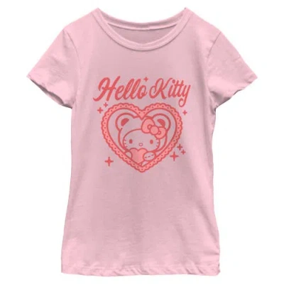 Hello Kitty Kids' Girl's  Cute  Heart  Graphic T-shirt In Pink