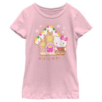 Hello Kitty Kids' Girl's  Gingerbread House And Kitty  Graphic T-shirt In Pink
