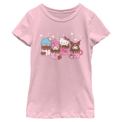 Hello Kitty Kids' Girl's  Lovely Mug Friends  Graphic T-shirt In Pink