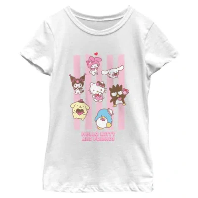 Hello Kitty Kids' Girl's  Stripes And Friends  Graphic T-shirt In White