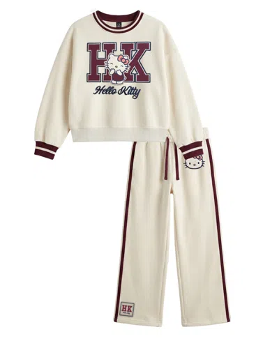 Hello Kitty Girls' 2t-6x Long-sleeve Sweatshirt And Pants, 2-piece Set In Off White