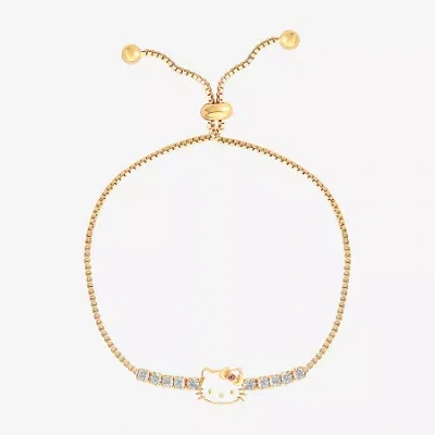 Hello Kitty Kids' Girls Cubic Zirconia 14k Gold Over Silver  Bolo Bracelet In Blue