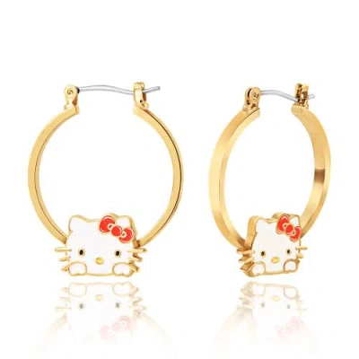Hello Kitty Gold Flash Plated Hoop Earrings