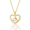 Hello Kitty Heart Cubic Zirconia Outlined Necklace In Gold