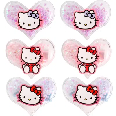 Hello Kitty Kids'  Heart Hair Clip 6-piece Set, Snap Back Shaker Hair Clips In Multi