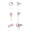 Hello Kitty Ice Cream Stud Earrings, 3 Sets In Metallic