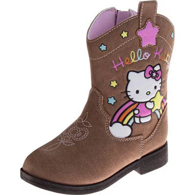 Hello Kitty Babies' Josmo Kids  Cowboy Boots Cute Rainbow & Star Design Calf High Western Country Boots For G In Brown