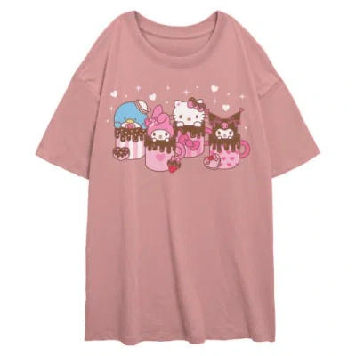 Hello Kitty Junior's  Lovely Mug Friends Graphic T-shirt In Pink