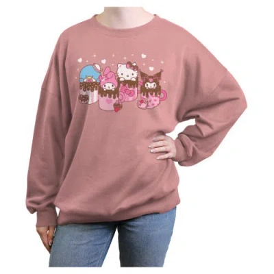 Hello Kitty Junior's  Lovely Mug Friends Sweatshirt In Pink