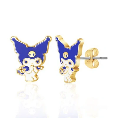 Hello Kitty Kids'  Kuromi Flash Plated Enamel Stud Earrings In Blue