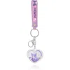 Hello Kitty Kuromi Purple Heart Liquid Keychain In Purple