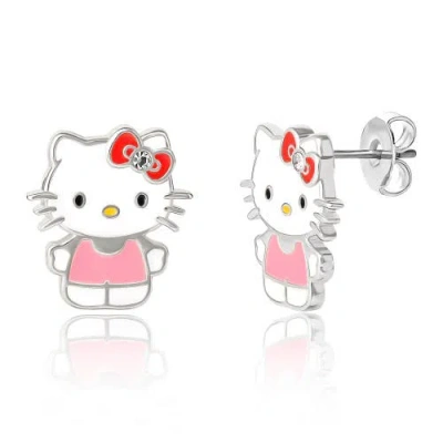 Hello Kitty Light Pink Shirt Crystal Stud Earrings In Metallic