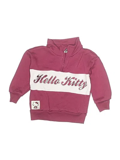 Pre-owned Hello Kitty Kids' Long Sleeve Henley In Burgundy