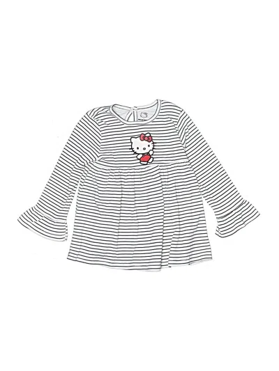 Pre-owned Hello Kitty Kids' Long Sleeve Top Silver Ruffles Neckline Tops