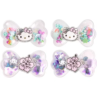Hello Kitty Kids'  Mermaid Hair Clips 4-piece Set, Snap Back Shaker Hair Clips, Sanrio Accessories In Pink