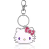 Hello Kitty Metal Keychain With Classic Bow In Silver/white